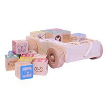 Load image into Gallery viewer, Amish-Made Wooden ABC Block Toddler Pull-String Wagon Toy
