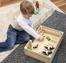 Load image into Gallery viewer, Amish-Made Wooden Mini Stockyard Toy, with 7 Stalls
