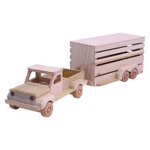 Load image into Gallery viewer, Amish-Made Wooden Pickup &amp; Horse Trailer Toy Set, Unfinished
