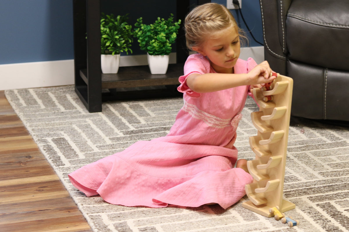 Amish-Made Mini Car Roller Wooden Toy with Cars – Solid Wood