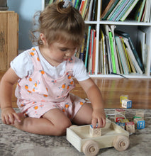 Load image into Gallery viewer, Amish-Made Wooden ABC Block Toddler Pull-String Wagon Toy
