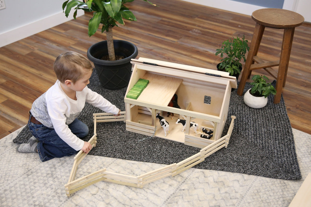 AmishToyBox Large A-Frame Wooden Toy Barn with Hay Loft