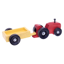 Load image into Gallery viewer, Amish-Made Wooden Small Toy Tractor and Wagon Set
