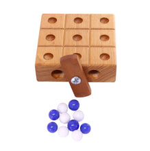 Load image into Gallery viewer, Wooden Marble Tic Tac Toe Game with Built-in Storage for Marbles
