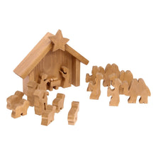 Load image into Gallery viewer, AmishToyBox.com Wooden Nativity Manger Scene Set, 14 Pieces
