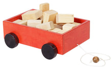 Load image into Gallery viewer, Amish-Made Wooden Toddler Pull Wagon Toy with Wood Building Blocks
