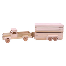Load image into Gallery viewer, Amish-Made Wooden Pickup &amp; Horse Trailer Toy Set, Unfinished
