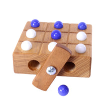 Load image into Gallery viewer, Wooden Marble Tic Tac Toe Game with Built-in Storage for Marbles

