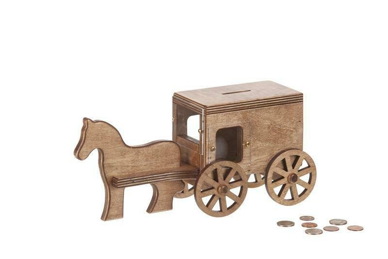 Amish-Made Wooden Horse & Buggy Penny Bank