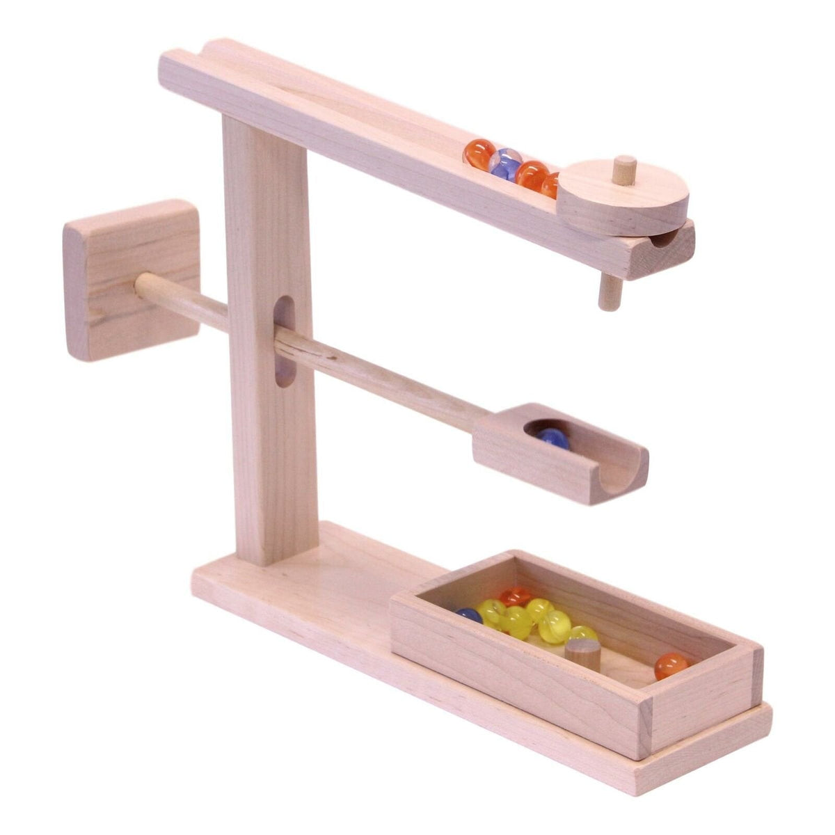 Amish-Made Wooden Marble Roller Machine Toy – Maple, with 10 Marbles