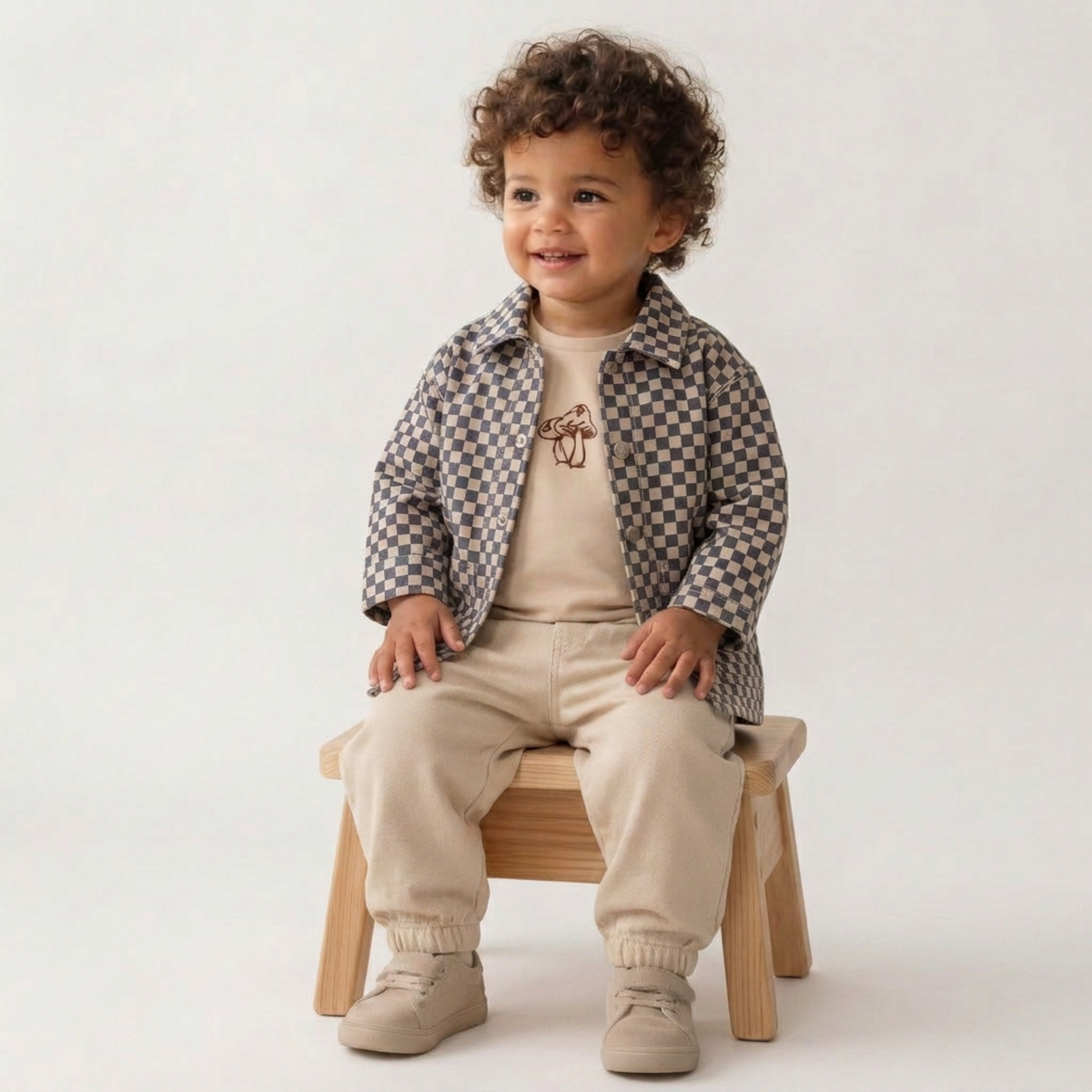 Organic Cotton Twill Button Jacket for Toddlers – Midnight Check