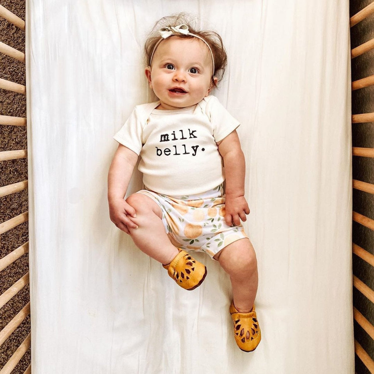 Milk Belly Organic Cotton Baby Bodysuit – Short Sleeve, 0–24M