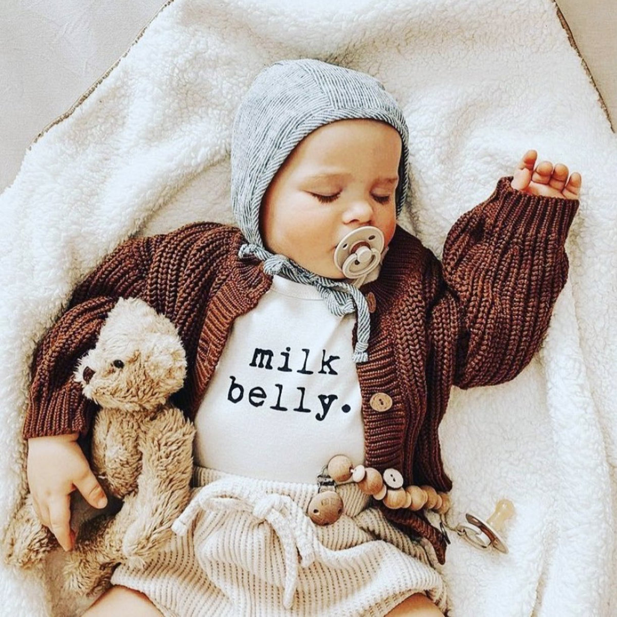 Milk Belly Organic Cotton Baby Bodysuit – Short Sleeve, 0–24M