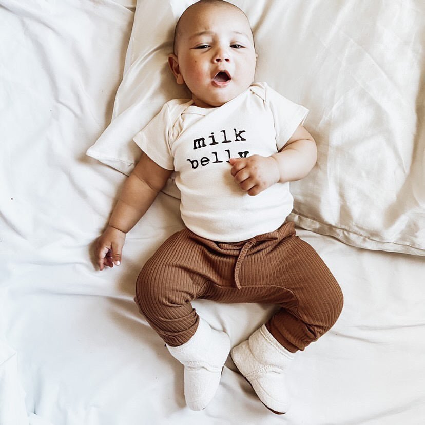 Milk Belly Organic Cotton Baby Bodysuit – Short Sleeve, 0–24M