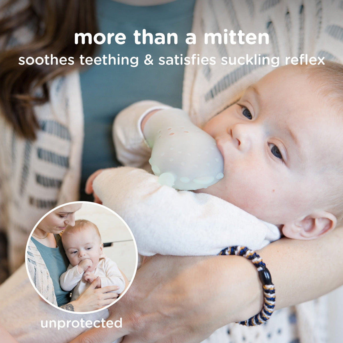 Olababy Teething Mitten for Babies 0-6 Months, Silicone (2-Pack)