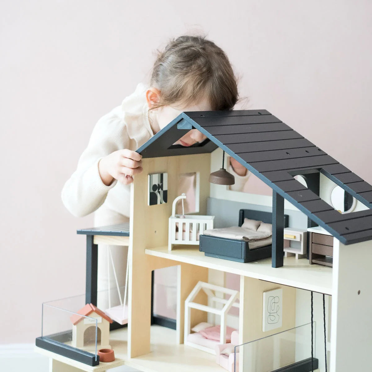 Tiny Land® Modern Family Eco-Friendly Wooden Dollhouse
