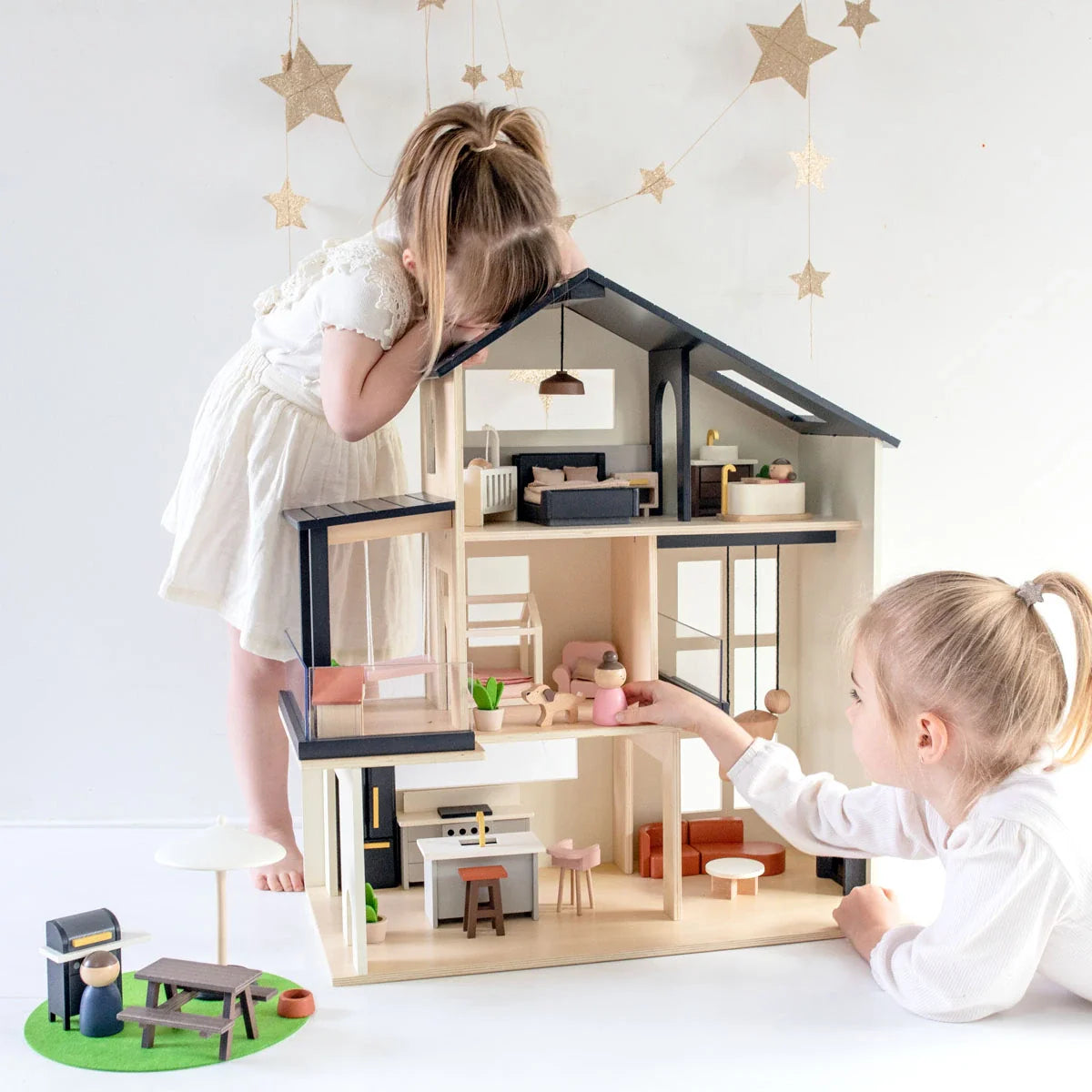 Tiny Land® Modern Family Eco-Friendly Wooden Dollhouse