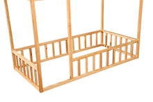 Load image into Gallery viewer, 2mamabees Eco-Friendly Wooden Montessori House Bed with Rails

