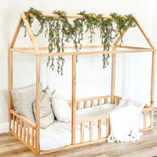 Load image into Gallery viewer, 2mamabees Eco-Friendly Wooden Montessori House Bed with Rails
