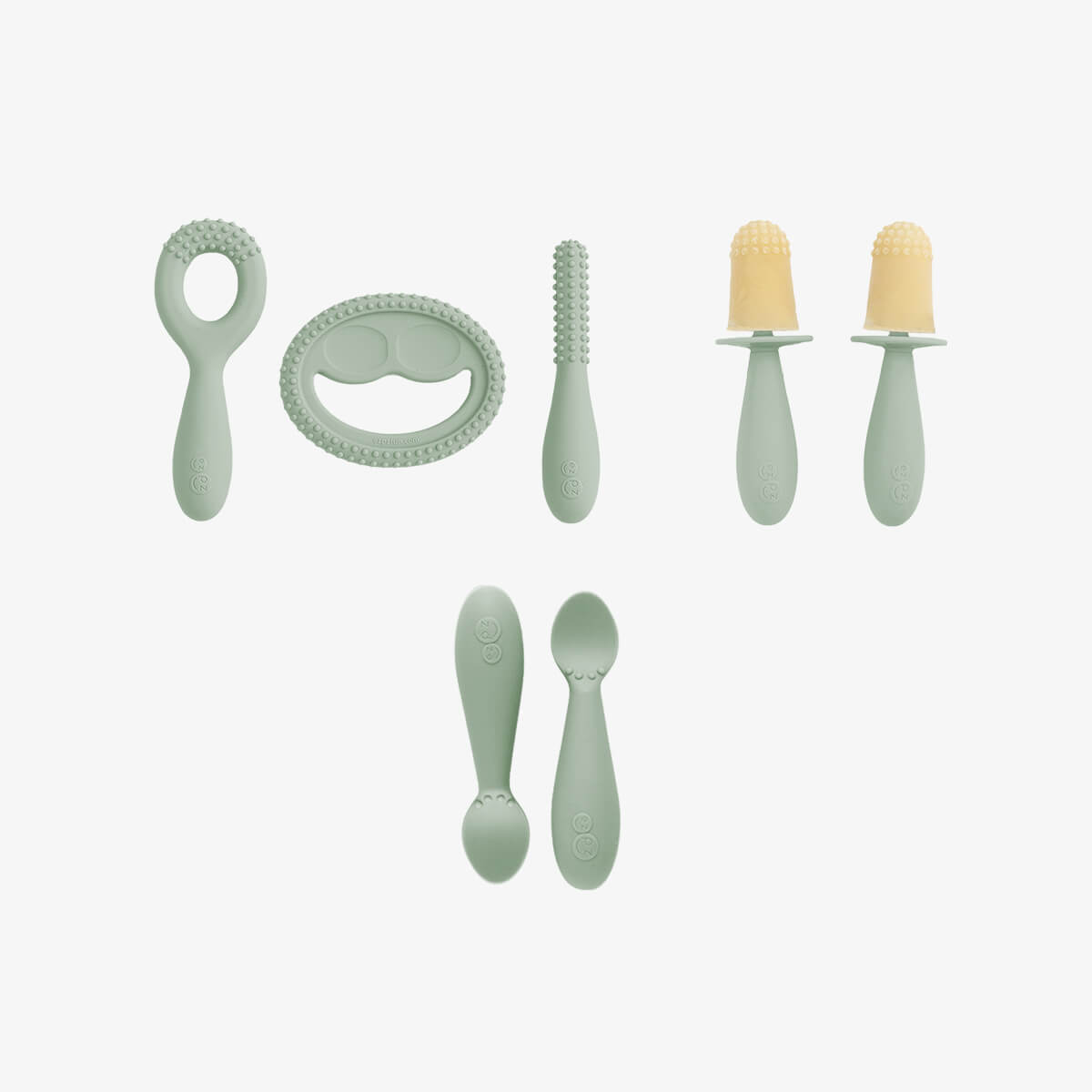 non-toxic silicone baby motor development set teethers spoons