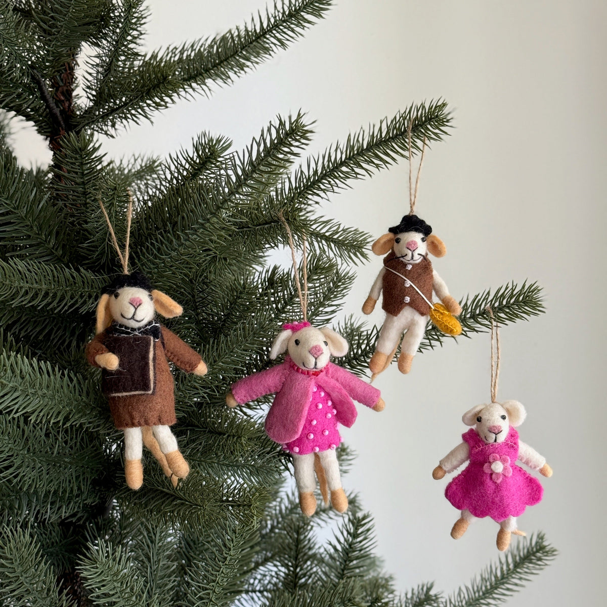 Mouse Family Ornament – Handmade Wool Felt Holiday Decor