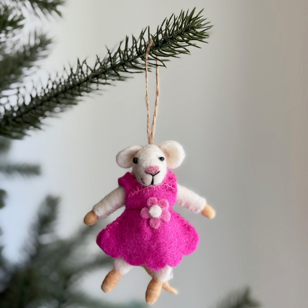 Mouse Family Ornament – Handmade Wool Felt Holiday Decor