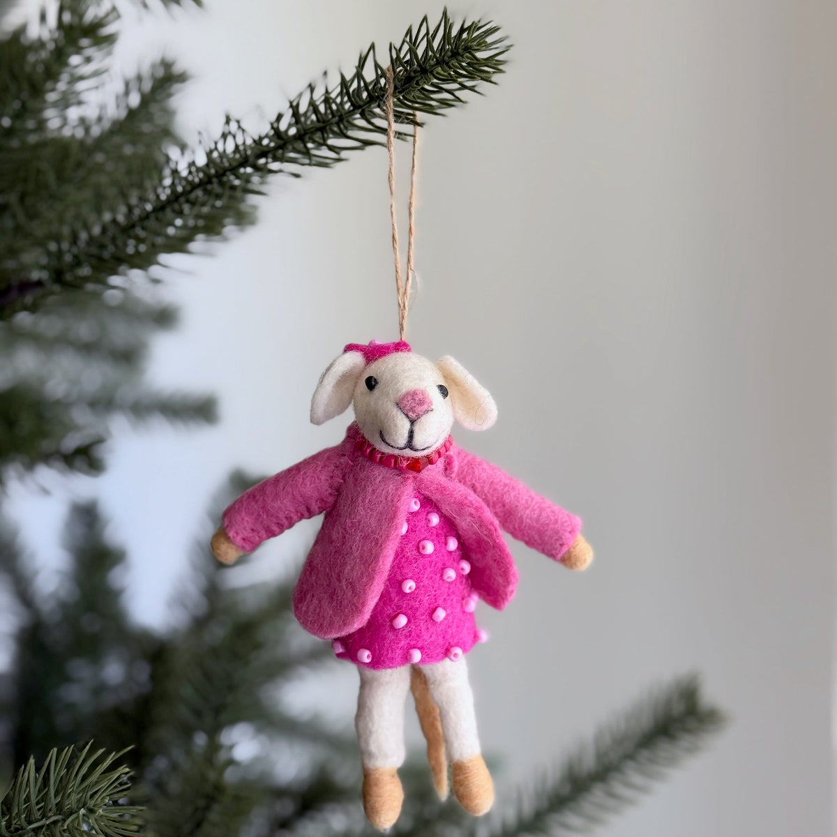 Mouse Family Ornament – Handmade Wool Felt Holiday Decor