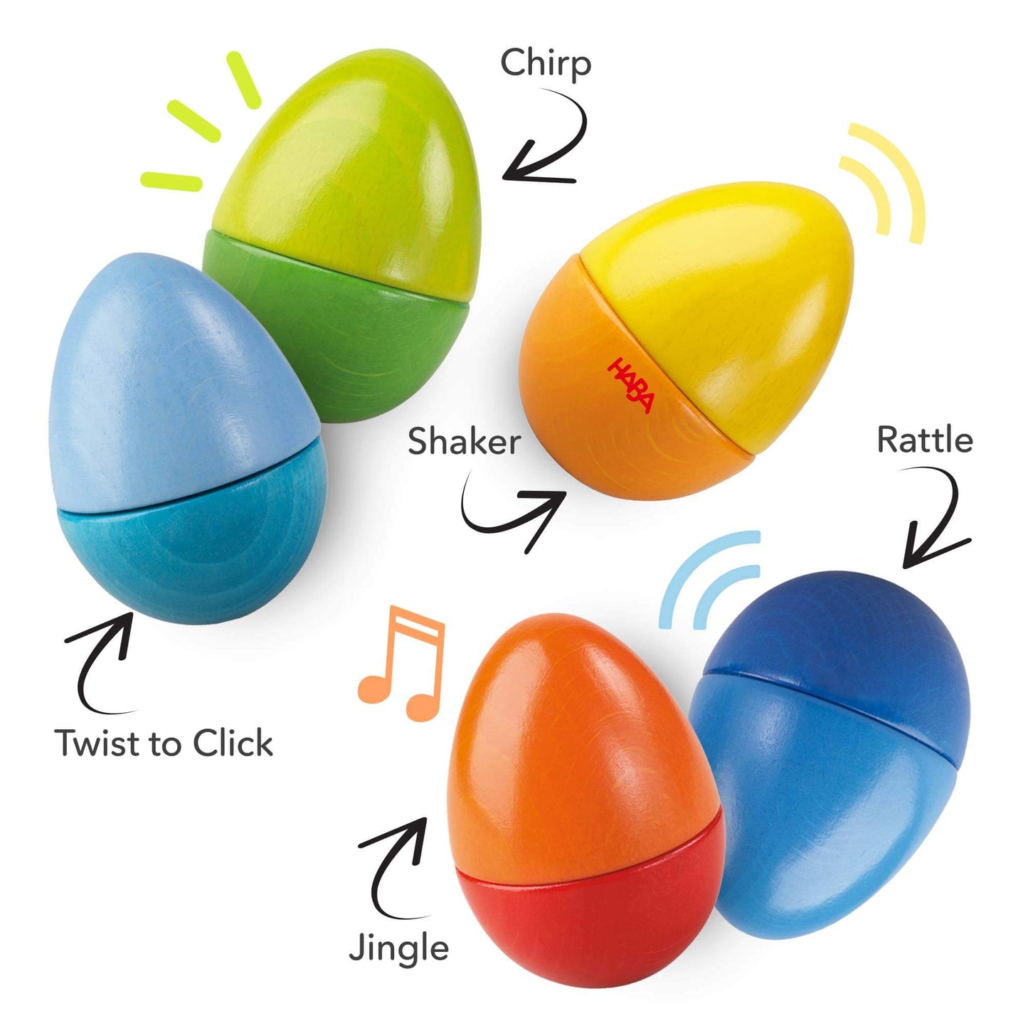 HABA Fun with Sounds Eco-Friendly Non-Toxic Wooden Toy Eggs