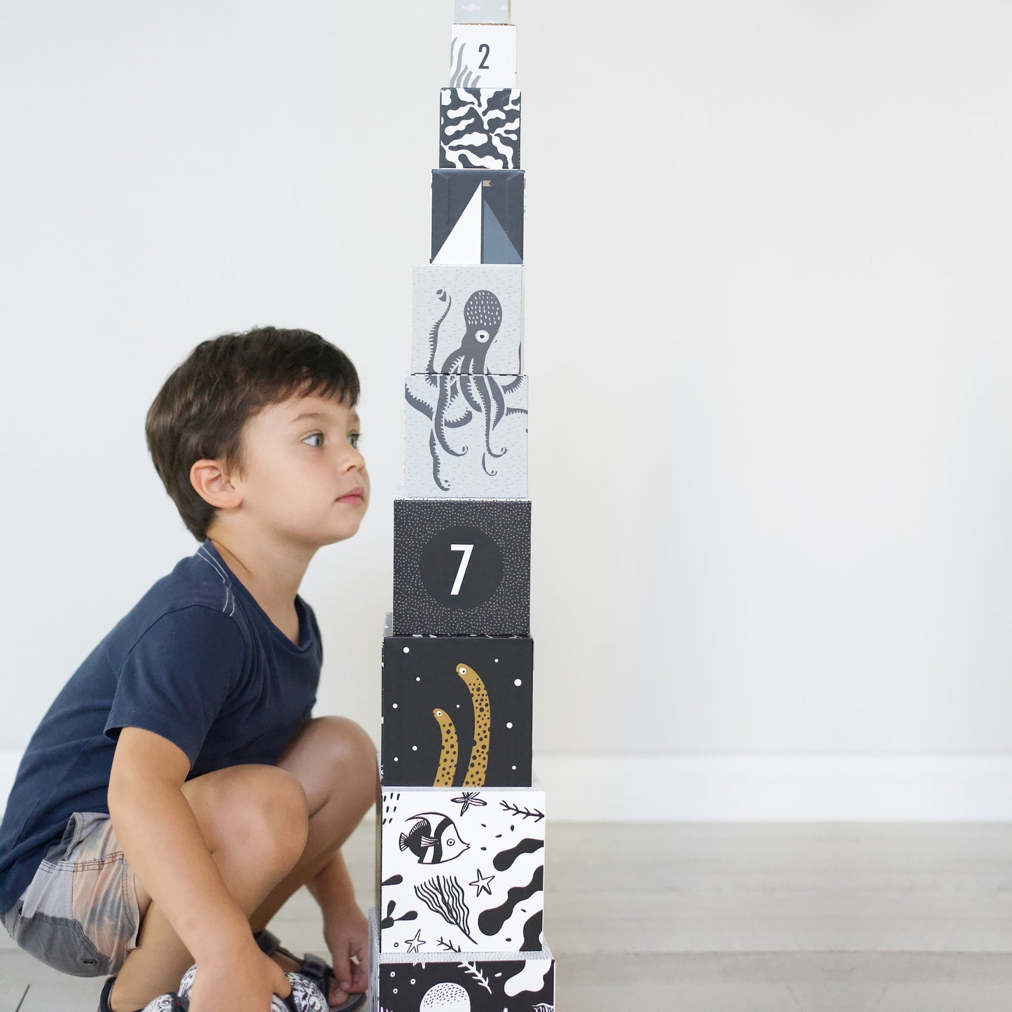 Wee Gallery Eco-Friendly Non-Toxic Montessori Toddler Ocean Toy Bundle | Wooden Puzzle, Blocks, Nesting Toy