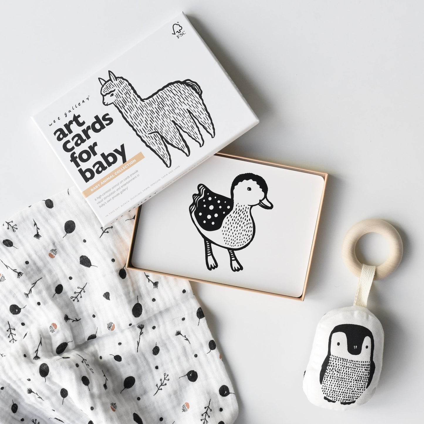 Wee Gallery Eco-Friendly Non-Toxic Newborn Baby Gift Set - Baby Animals
