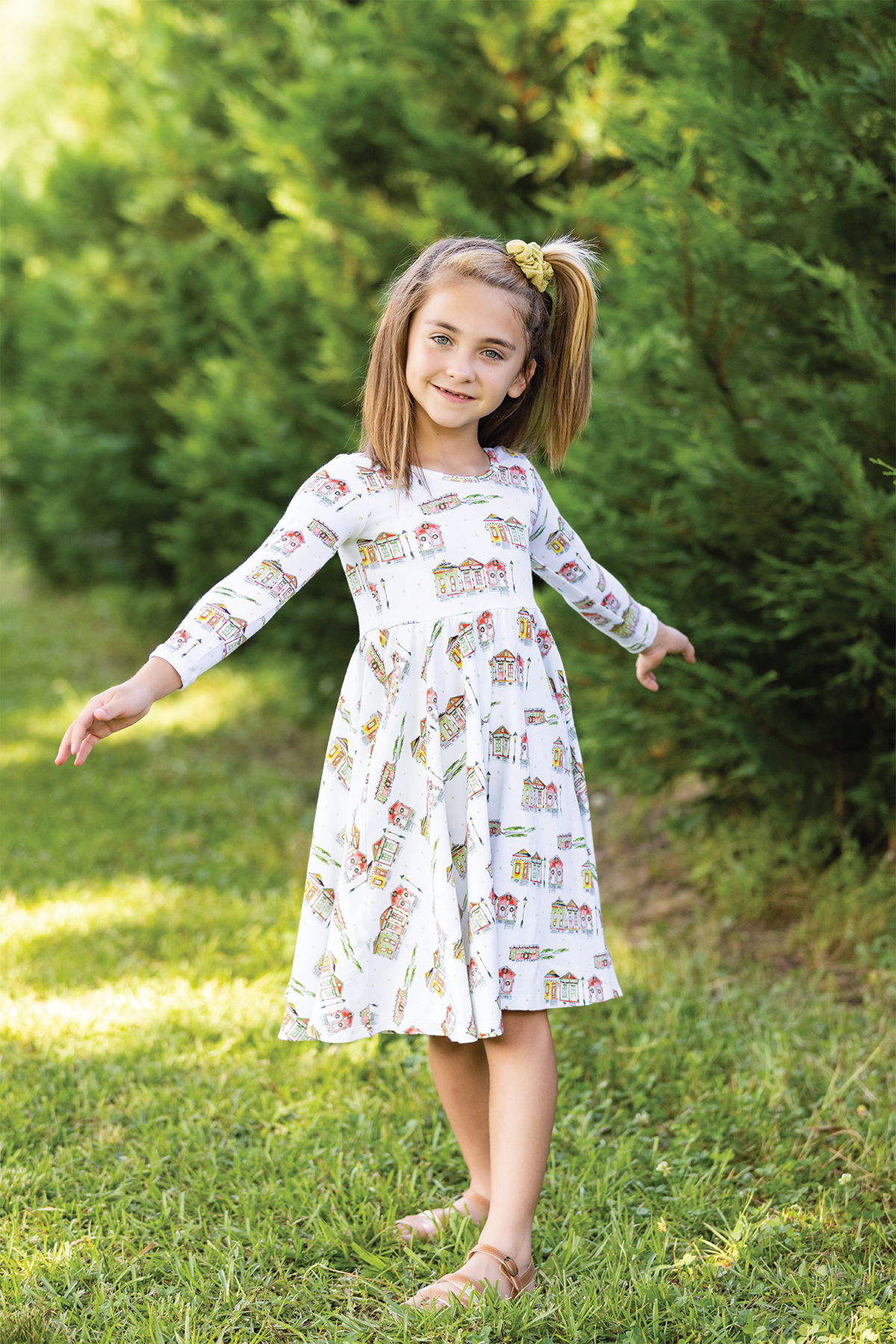 Bayou Wonderland Organic Cotton Christmas Dress for Girls – GOTS Certified, 2T–8