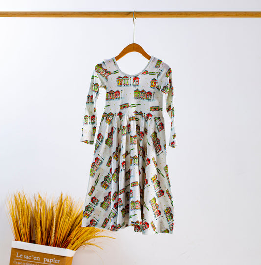 Bayou Wonderland Organic Cotton Christmas Dress for Girls – GOTS Certified, 2T–8