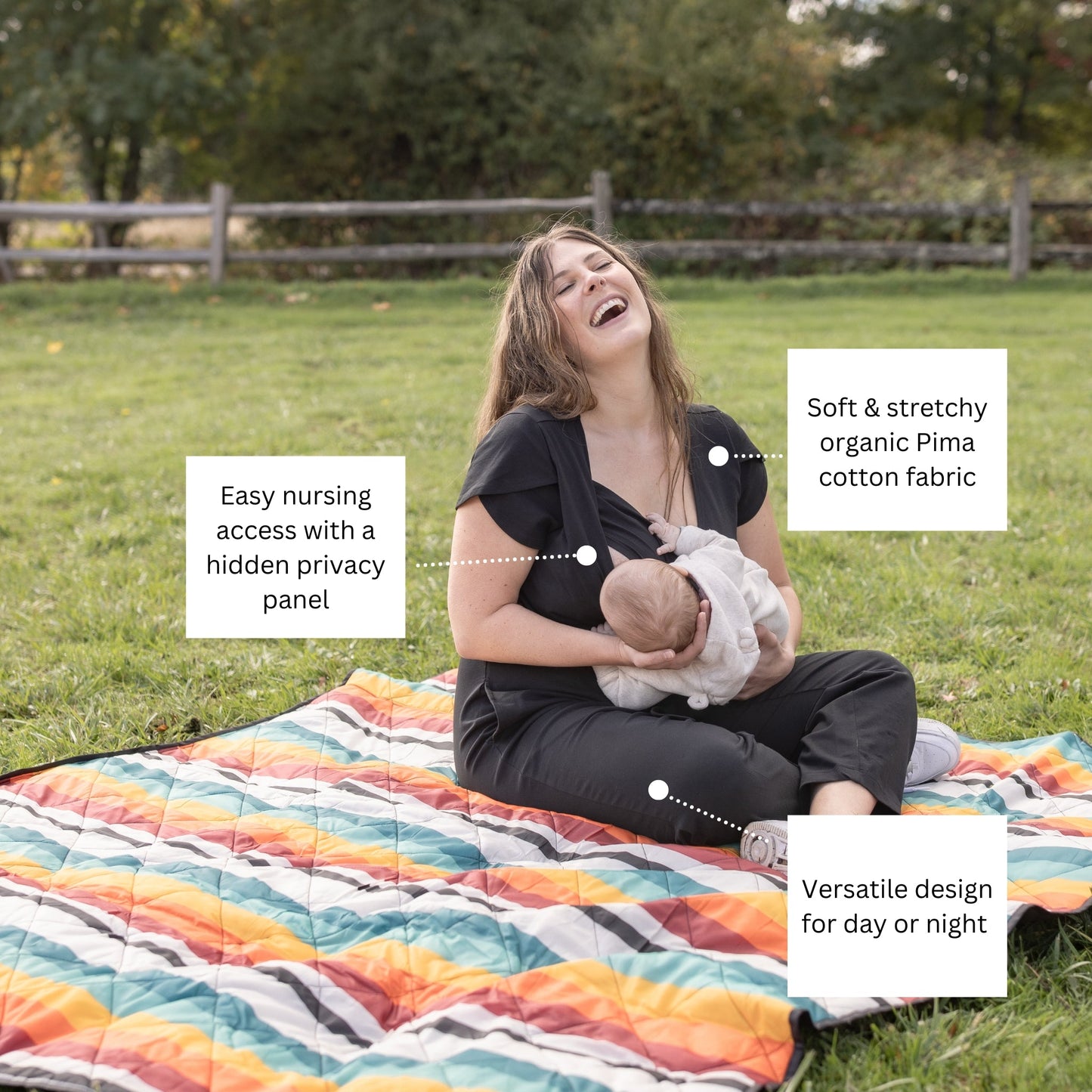 Nunuy Sofia Nursing Jumpsuit - Organic Pima Cotton for Style and Function