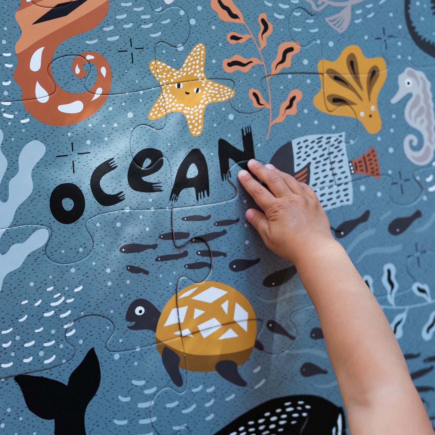 Wee Gallery Ocean Life Floor Puzzle | Eco-Friendly and Non-Toxic Toddler Toy