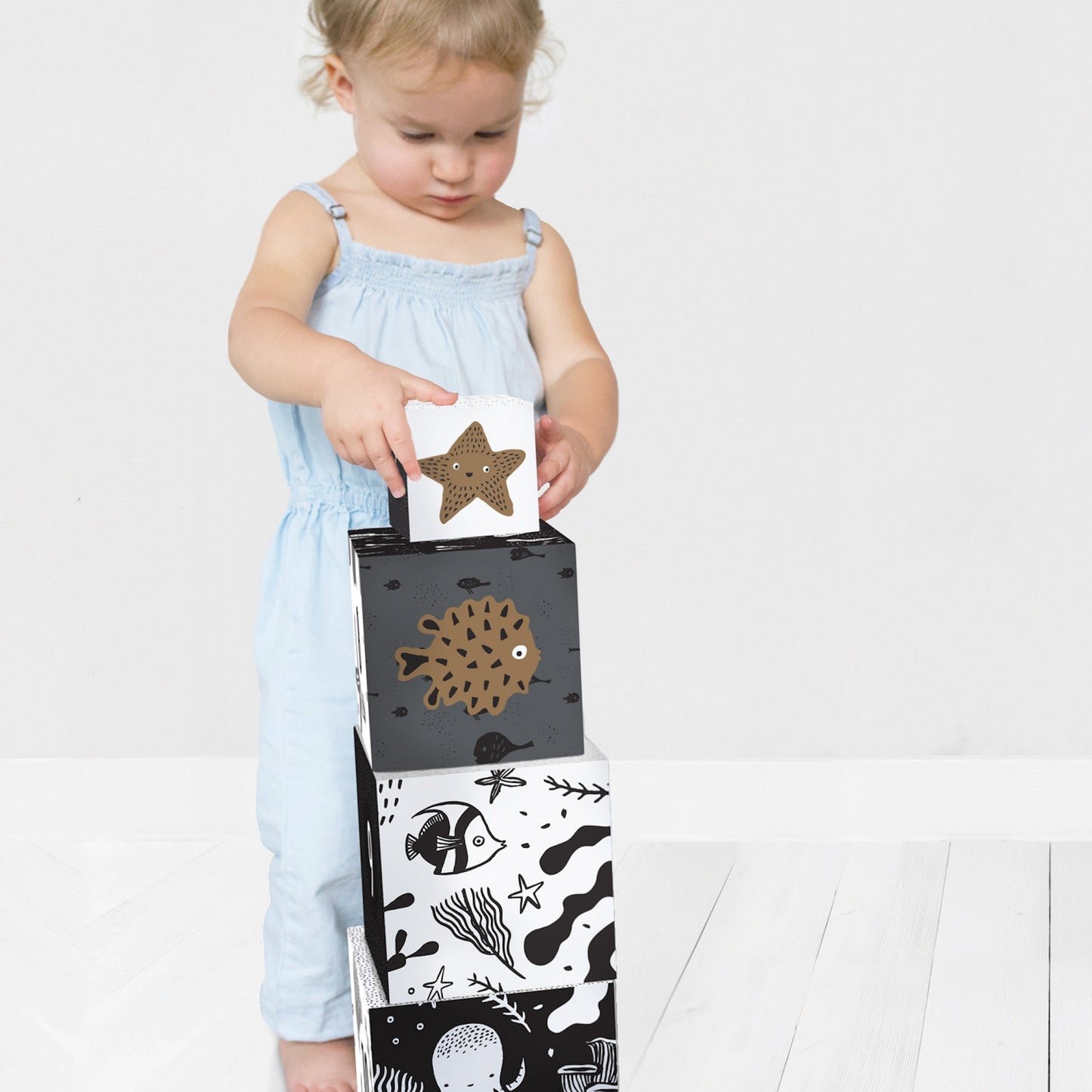 toddler girl stacking wee gallery non-toxic eco-friendly large blocks