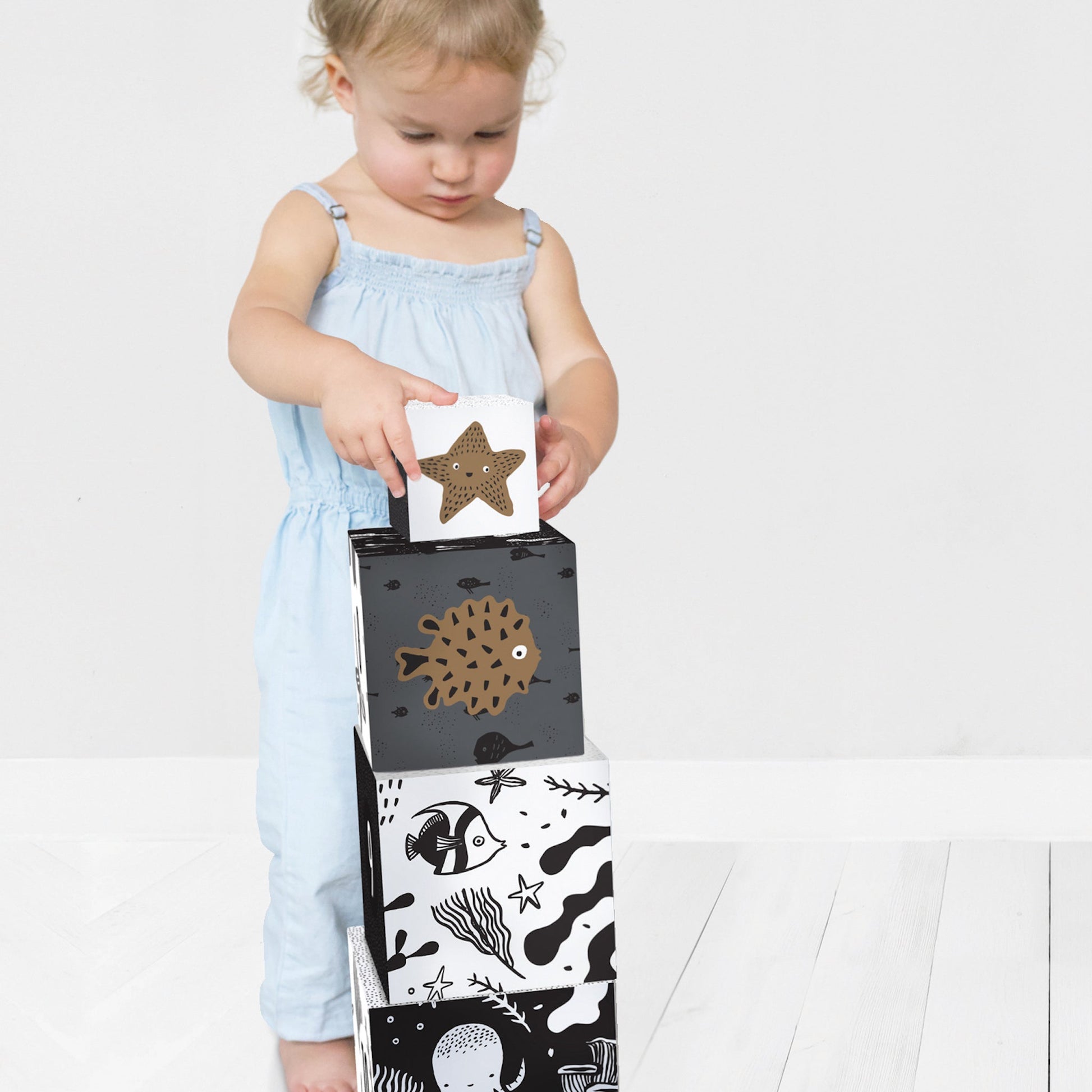 toddler girl stacking wee gallery non-toxic eco-friendly large blocks