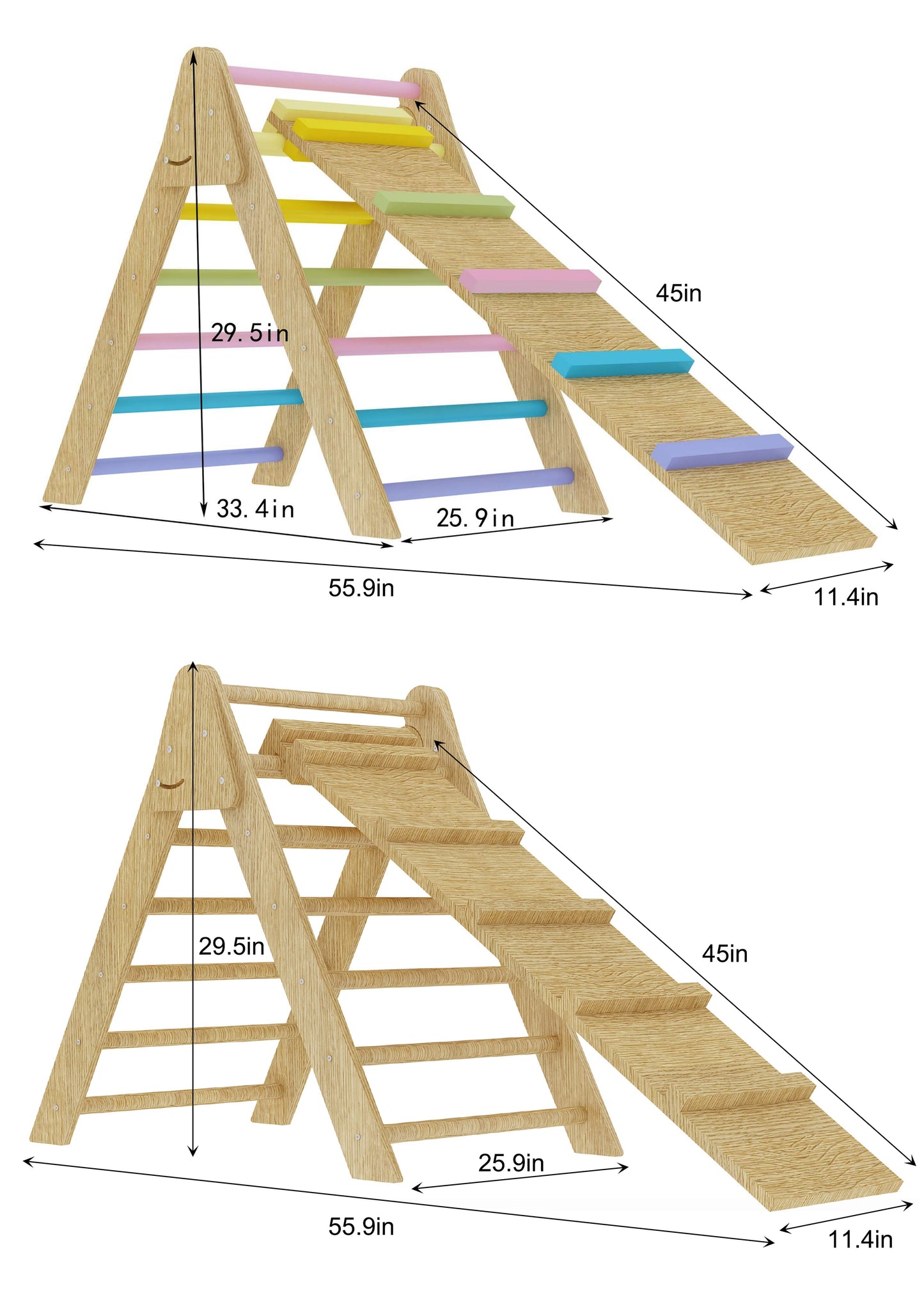 Olive- Pikler Triangle Ladder and Climber Slide - Multiple Sizes