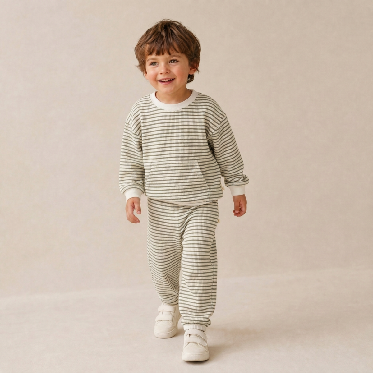 Organic Tee & Pant Slouch Set for Babies & Toddlers – Olive Stripes