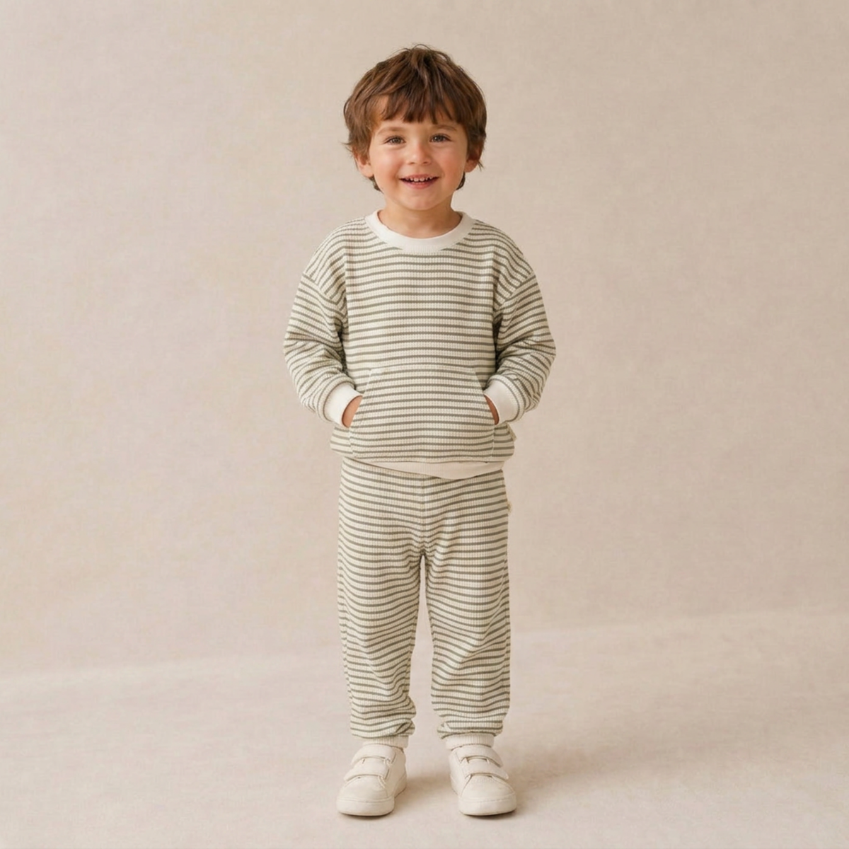 Organic Tee & Pant Slouch Set for Babies & Toddlers – Olive Stripes