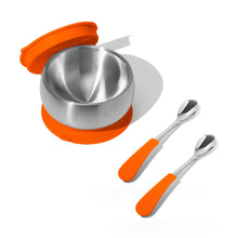 Load image into Gallery viewer, Avanchy Stainless Steel Eco-friendly Baby Suction Bowl with Lid + Spoon
