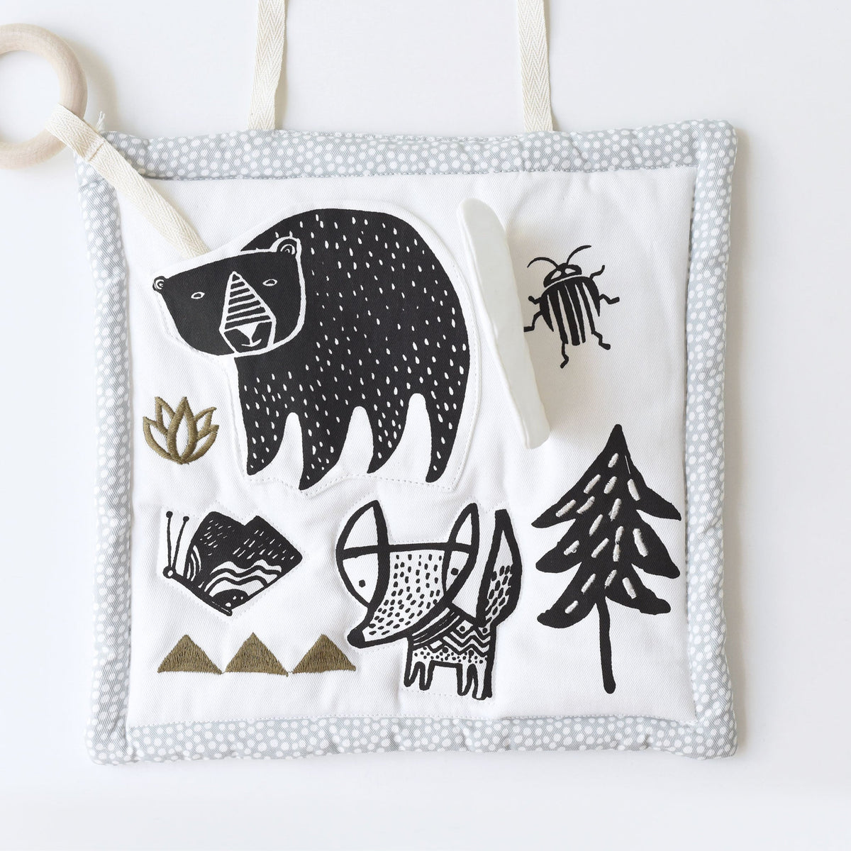 Wee Gallery Organic Cotton Baby Activity Pad – Woodland (Crinkle, Rattle & Maple Teether)