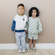 Load image into Gallery viewer, Organic Cotton Checkered Crewneck &amp; Shorts Set
