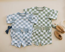 Load image into Gallery viewer, Organic Cotton Checkered Crewneck &amp; Shorts Set
