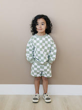 Load image into Gallery viewer, Organic Cotton Checkered Crewneck &amp; Shorts Set
