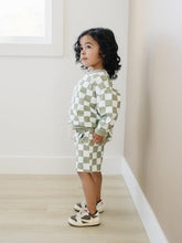 Load image into Gallery viewer, Organic Cotton Checkered Crewneck &amp; Shorts Set
