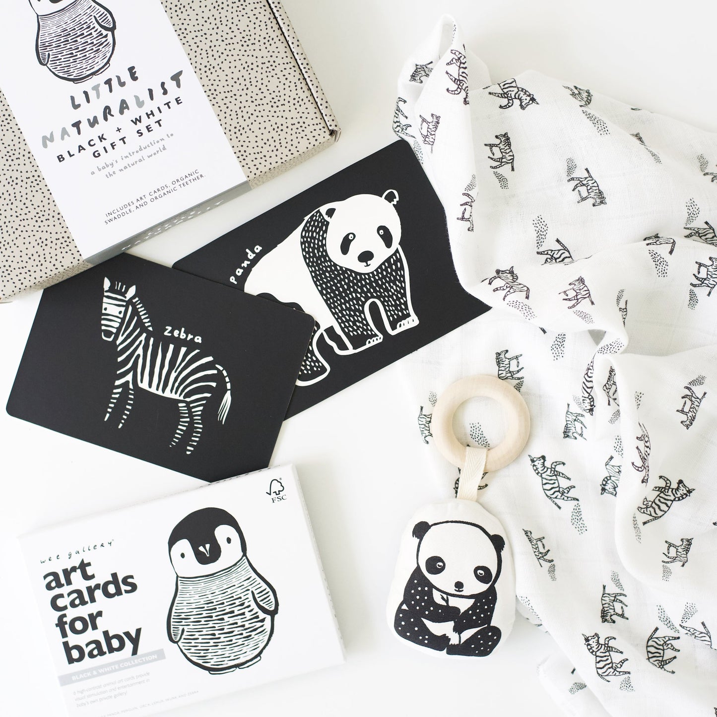 Wee Gallery Eco-Friendly Newborn Baby Naturalist Gift Set - Black + White