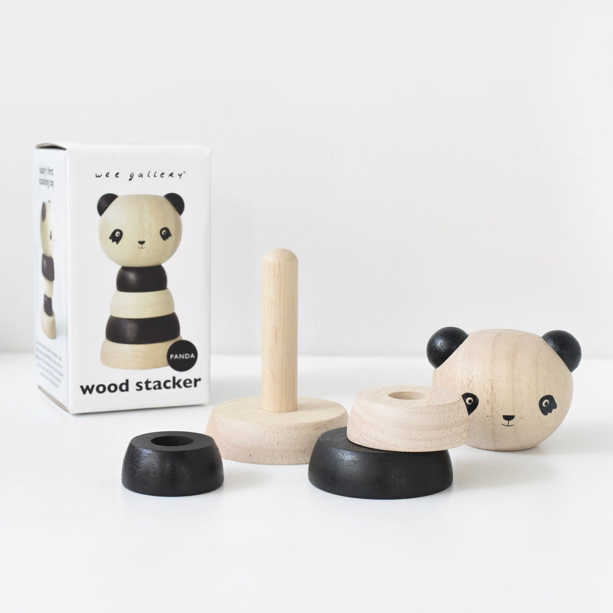 Wee Gallery Panda Wood Ring Stacker – Rubberwood Toddler Toy