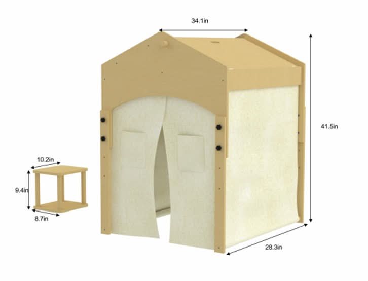 Avenlur Ash Eco-Friendly Wooden Adjustable Learning Playhouse Tent with Desk and Chair