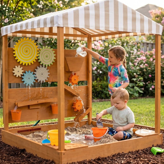 Avenlur Koa Outdoor Water Wall & Sensory Play Market – Solid Wood Backyard Playset