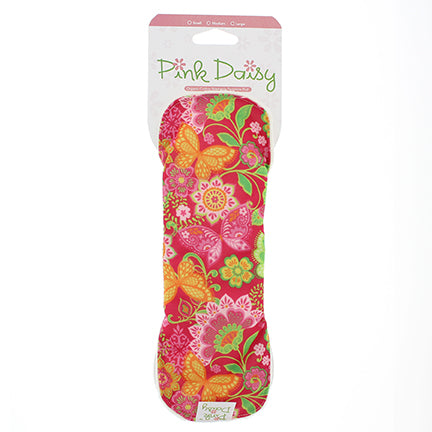 Pink Daisy Reusable Cloth Menstrual Pads – Organic Cotton Velour Top, Snap-On